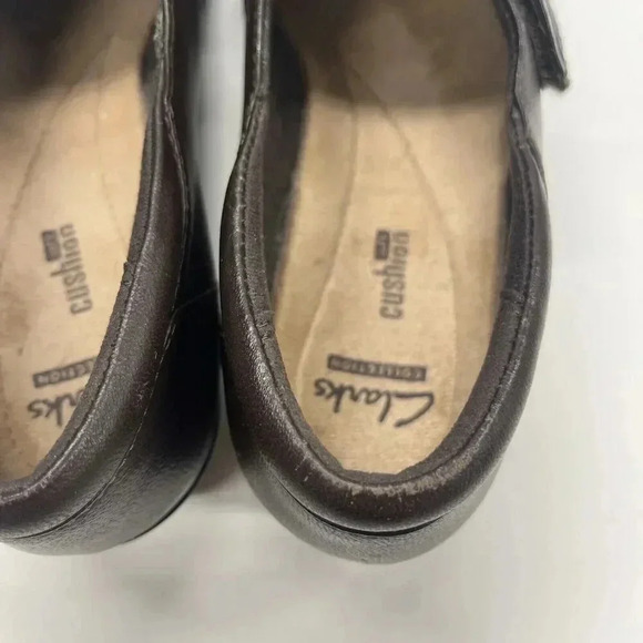 Clarks Women’s Everlay Tara Leather 7.5M Slip on Low Heel Shoes Brown - Picture 10 of 13